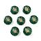 Synthetic Malachite Beads, with Golden Tone Brass Slices, Flat Round with Constellations, Leo, 15x4mm, Hole: 1mm