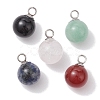 Natural Mixed Gemstone Round Charms PALLOY-JF02619-1