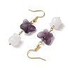 Butterfly Transparent Glass with Natural White Jade Dangle Earrings EJEW-JE05804-01-4