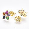 Brass Micro Pave Cubic Zirconia Ear Studs EJEW-S201-49-1