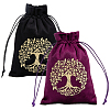 CREATCABIN 2Pcs 2 Style Tree of Life Pattern Velvet Packing Pouches TP-CN0001-10-1