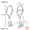 Anti-Tarnish Rhodium Plated Platinum 925 Sterling Silver Dangle Hoop Earrings for Women GN7396-3-1