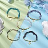 Natural Gemstone Chip & Cube Non-magnetic Synthetic Hematite Beaded Stretch Bracelets BJEW-JB10630-01-2