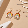 Glass Seed Rainbow with Teardrop Dangle Earrings EJEW-MZ00016-3