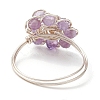 Flower Natural Black Spinel & Amethyst & Agate & Apatite & Lapis Lazuli Finger Rings RJEW-JR00764-5