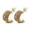 Golden Brass Micro Pave Cubic Zirconia Stud Earrings EJEW-B040-01B-G-1