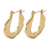 Feather 201 Stainless Steel Half Hoop Earrings for Women EJEW-G385-16G-1