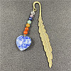 Natural Blue Spot Jasper Heart Pendant Bookmark OFST-PW0006-45F-1
