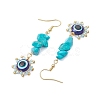 Evil Eye Synthetic Turquoise Chip & Seed Beads Dangle Earrings EJEW-MZ00166-05-4