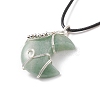 Natural Green Aventurine Crescent Moon Pendant Necklace NJEW-TA00032-02-5