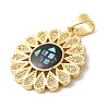 Flower Rack Plating Brass Cubic Zirconia Pendants KK-K385-61G-3