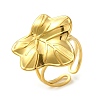 Ion Plating(IP) 304 Stainless Steel Leaf Open Cuff Ring for Women RJEW-C083-08G-1