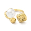 304 Stainless Steel Round Ball Open Cuff Ring with ABS Plastic Imitation Pearl RJEW-G297-02G-2