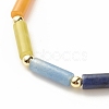 Natural Mixed Gemstone Curved Tube Beaded Bracelet with 304 Stainless Steel Paperclip Chains BJEW-JB08128-4