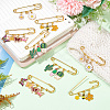 8Pcs 4 Style Stainless Steel Safety Pin Brooches JEWB-AB00013-5