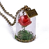 Glass Dried Flower Wishing Bottle Pendant Necklace PW-WG33087-01-1