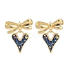 Rack Plating Heart with Bowknot Brass Stud Earrings EJEW-P277-10G-2