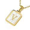 Ion Plating(IP) Rectangle with Initial Letter 304 Stainless Steel Pendant Necklace NJEW-R265-04G-V-1