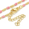 Brass Enamel Column Link Chain Necklaces NJEW-H039-04B-01G-1