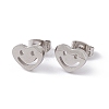 304 Stainless Steel Tiny Hollow Out Heart with Smiling Face Stud Earrings for Women STAS-A065-02P-1