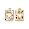 Brass Micro Pave Clear Cubic Zirconia Charms KK-A156-21LG-2