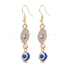 Crystal Rhinestone Dangle Earrings with Enamel Evil Eye EJEW-JE05012-05-1
