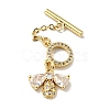Rack Plating Brass Micro Pave Clear Cubic Zirconia Toggle Clasps KK-E034-35G-1