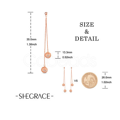 SHEGRACE Brass Cubic Zirconia Dangle Stud Earrings JE747A-1