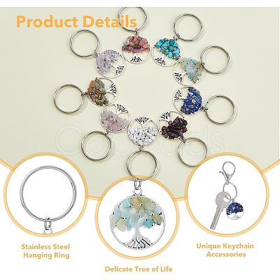 SUPERFINDINGS 2 Sets Natural & Synthetic Mixed Stone Keychain KEYC-FH0001-15-1