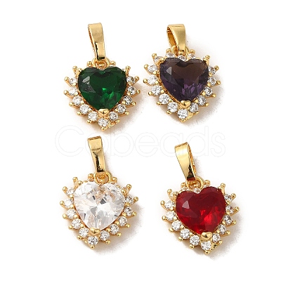 Brass Micro Pave Cubic Zirconia Pendants KK-R162-071G-1