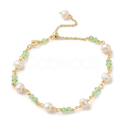 Glalss & Natural Pearl Beaded Bracelets BJEW-C051-46G-1