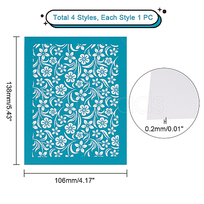 AHADEMAKER 4Pcs 4 Styles Self-Adhesive Silk Screen Printing Stencil DIY-GA0004-69B-1