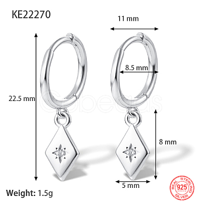 Anti-Tarnish Rhodium Plated Platinum 925 Sterling Silver Dangle Hoop Earrings for Women GN7396-3-1