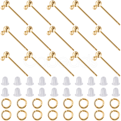 CREATCABIN 80Pcs Brass Stud Earrings Findings DIY-CN0002-89-1