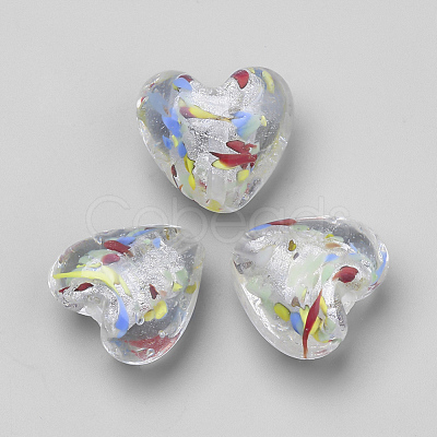 Handmade Silver Foil Lampwork Beads FOIL-S011-21x20mm-04-1