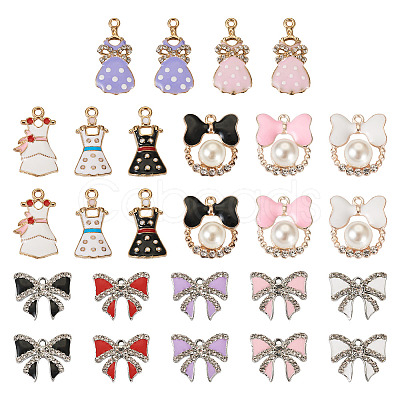 Pandahall 26Pcs 13 Styles Alloy Enamel with Crystal Rhinestone Pendants ENAM-TA0001-68-1