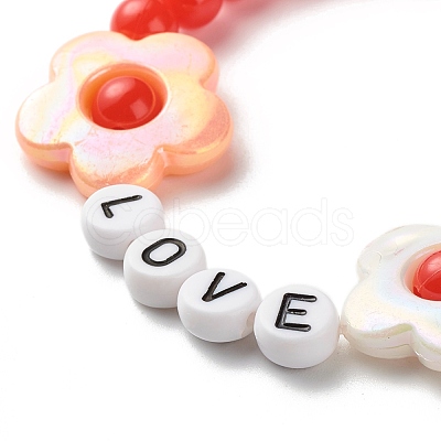 Love Flower Beads Stretch Bracelet for Kid BJEW-JB06954-1