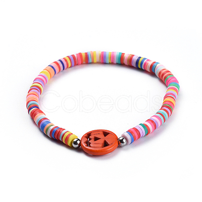 Handmade Polymer Clay Heishi Beads Braided Bracelets BJEW-JB04427-02-1