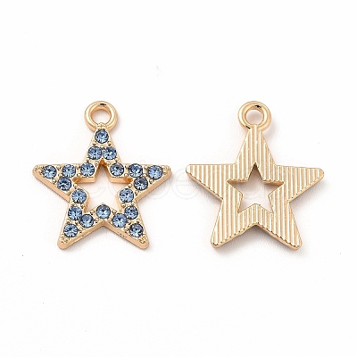 Rack Plating Eco-friendly Alloy Rhinestone Pendants FIND-A025-20G-02-1