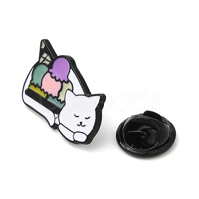 Cat with Ice Cream Enamel Pins JEWB-E026-01EB-01-1