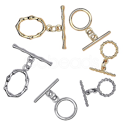 6 Set 3 Style 304 Stainless Steel Toggle Clasps Set STAS-SZ0001-96-1