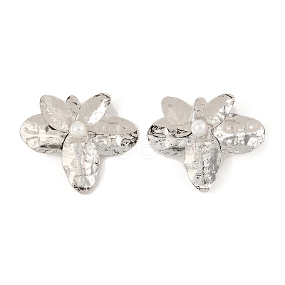 Flower Iron Stud Earrings EJEW-L096-007P-1