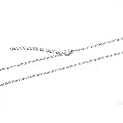 Non-Tarnish 304 Stainless Steel Cable Chain Necklace STAS-T040-PJ204-60-1