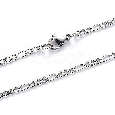 Non-Tarnish 304 Stainless Steel Figaro Chain Necklaces NJEW-S420-003C-P-1