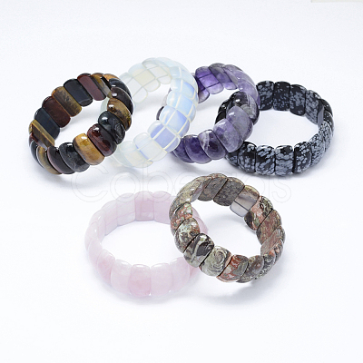 Natural & Synthetic Mixed Stone Stretch Bracelets BJEW-K195-16-1