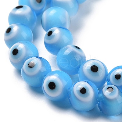 Handmade Evil Eye Lampwork Round Bead Strands LAMP-L055-6mm-21-1