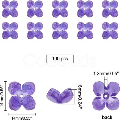 4-Petal Cellulose Acetate(Resin) Bead Caps KK-CA0001-04-1