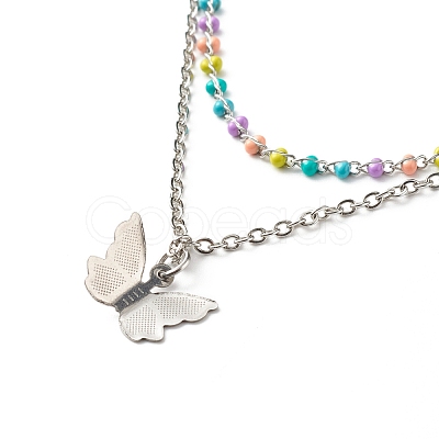 Bullet and Butterfly Pendant Necklaces Set for Women Gift NJEW-JN03652-1