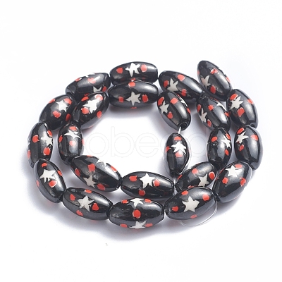 Handmade Printed Porcelain Beads PORC-G004-A14-1