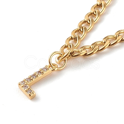 Brass Micro Pave Clear Cubic Zirconia Initial Pendant Necklaces NJEW-JN03506-1